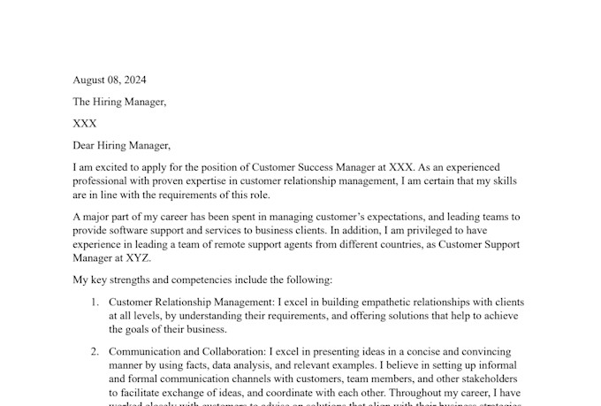 edit and improve your cover letter for a job application
